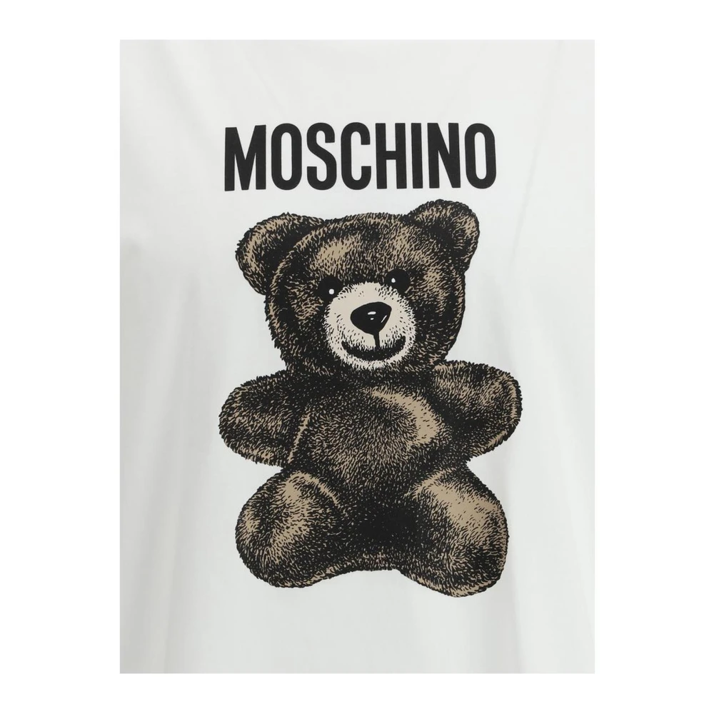 Moschino Maxi Bear Print Katoenen T-shirt White Heren