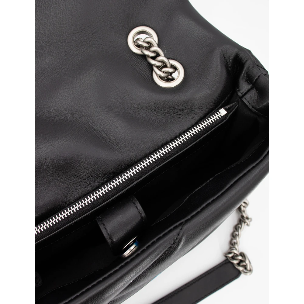 pinko Gewatteerde Love Birds Leren Schoudertas Black Dames