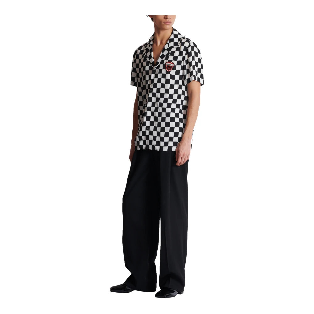Balmain Satin Racing pyjama shirt Black Heren