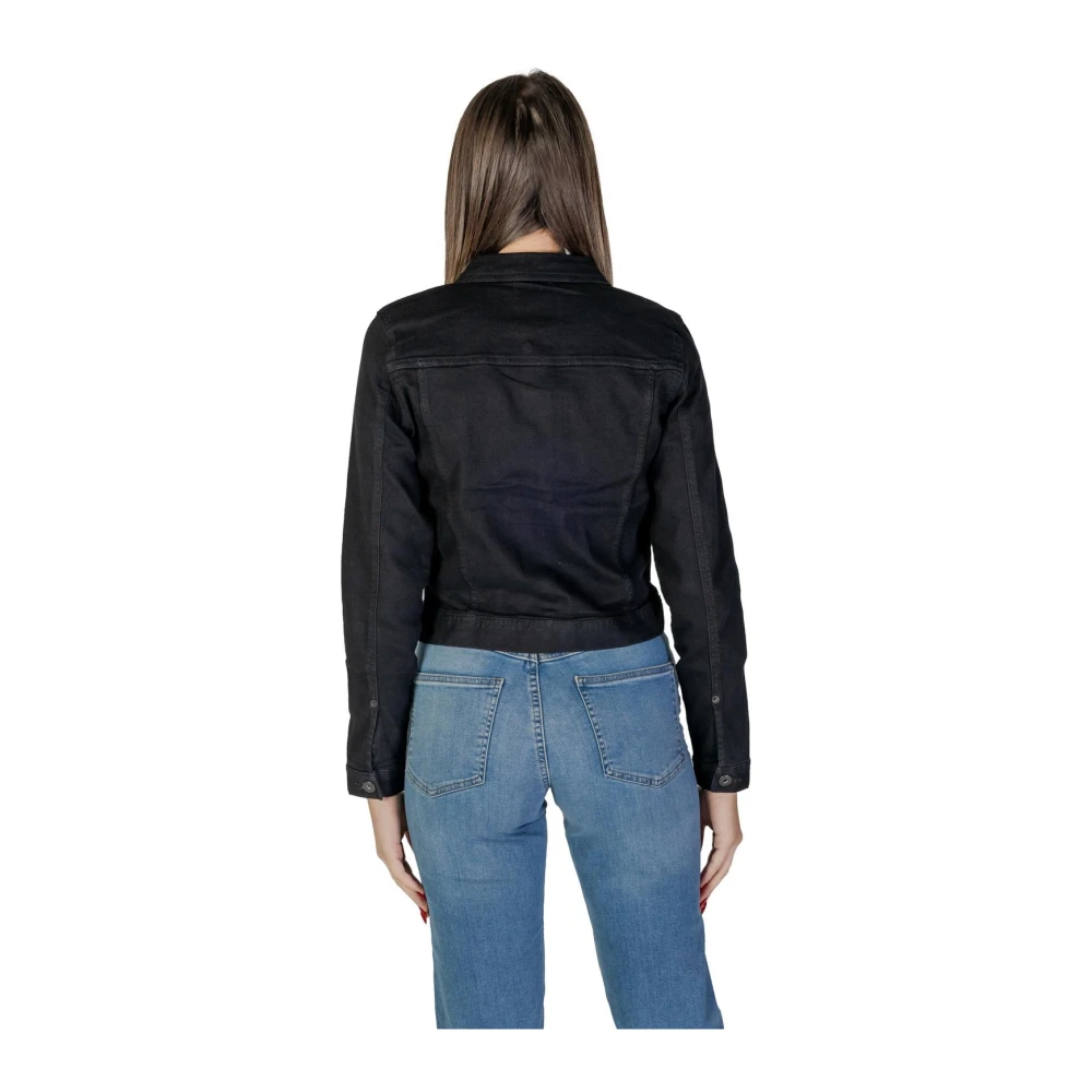 Ichi Zwarte V-hals knoopblazer Black Dames