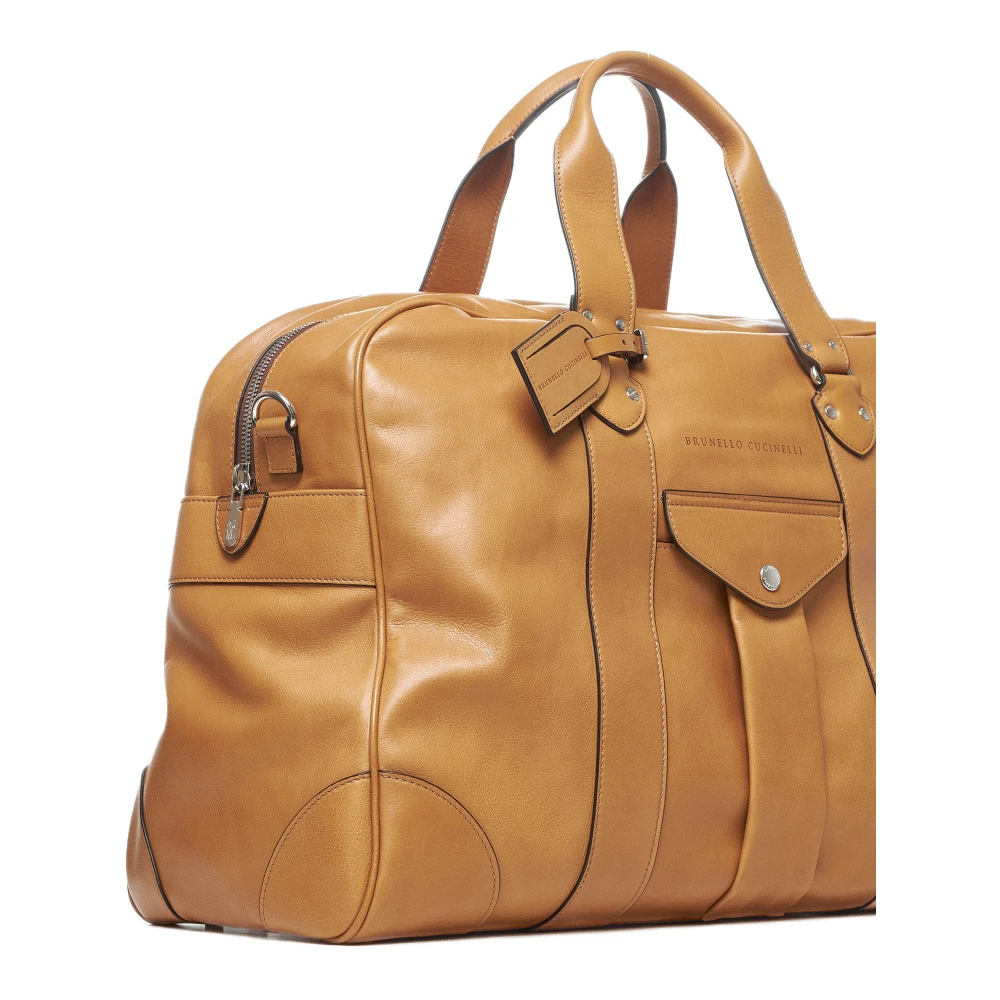 BRUNELLO CUCINELLI Oranje Leren Duffeltas Orange Dames
