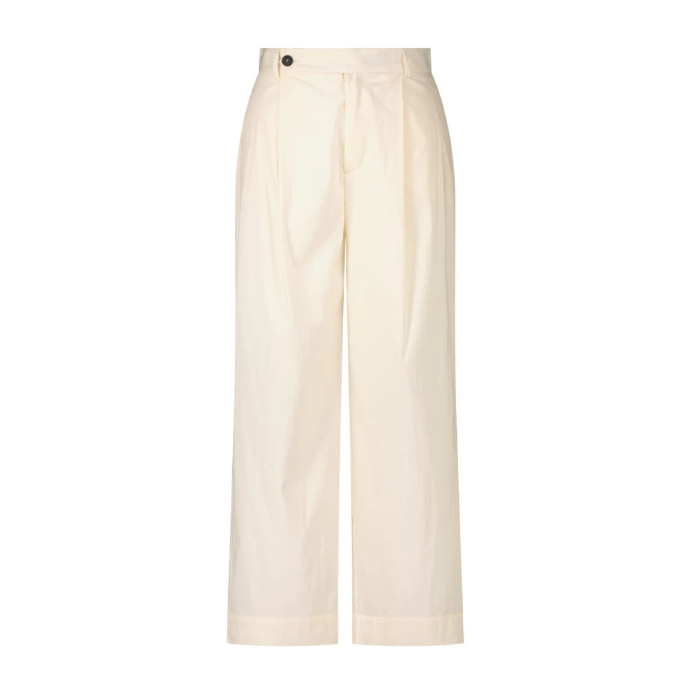 Liviana Conti Wijde Katoenmix Broek Beige Dames