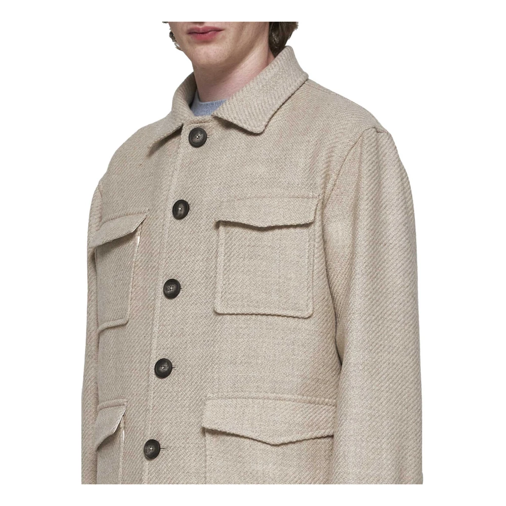Tagliatore Beige Wol Kort Ongevoerd Jack Beige Heren