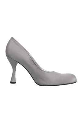 Grå Mocka Högklackade Pumps med Logo