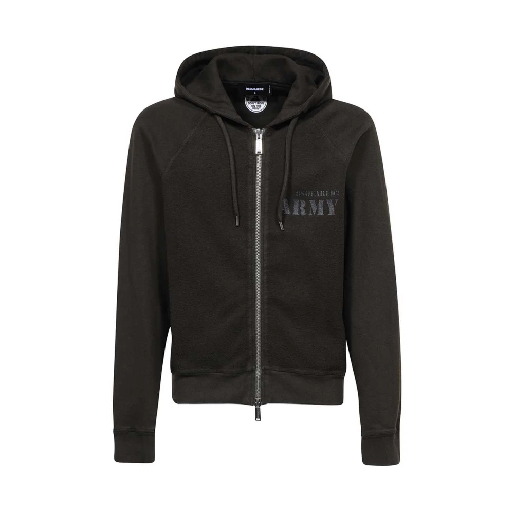 Dsquared2 Katoenen Full Zip Hoodie met Logo Green Heren