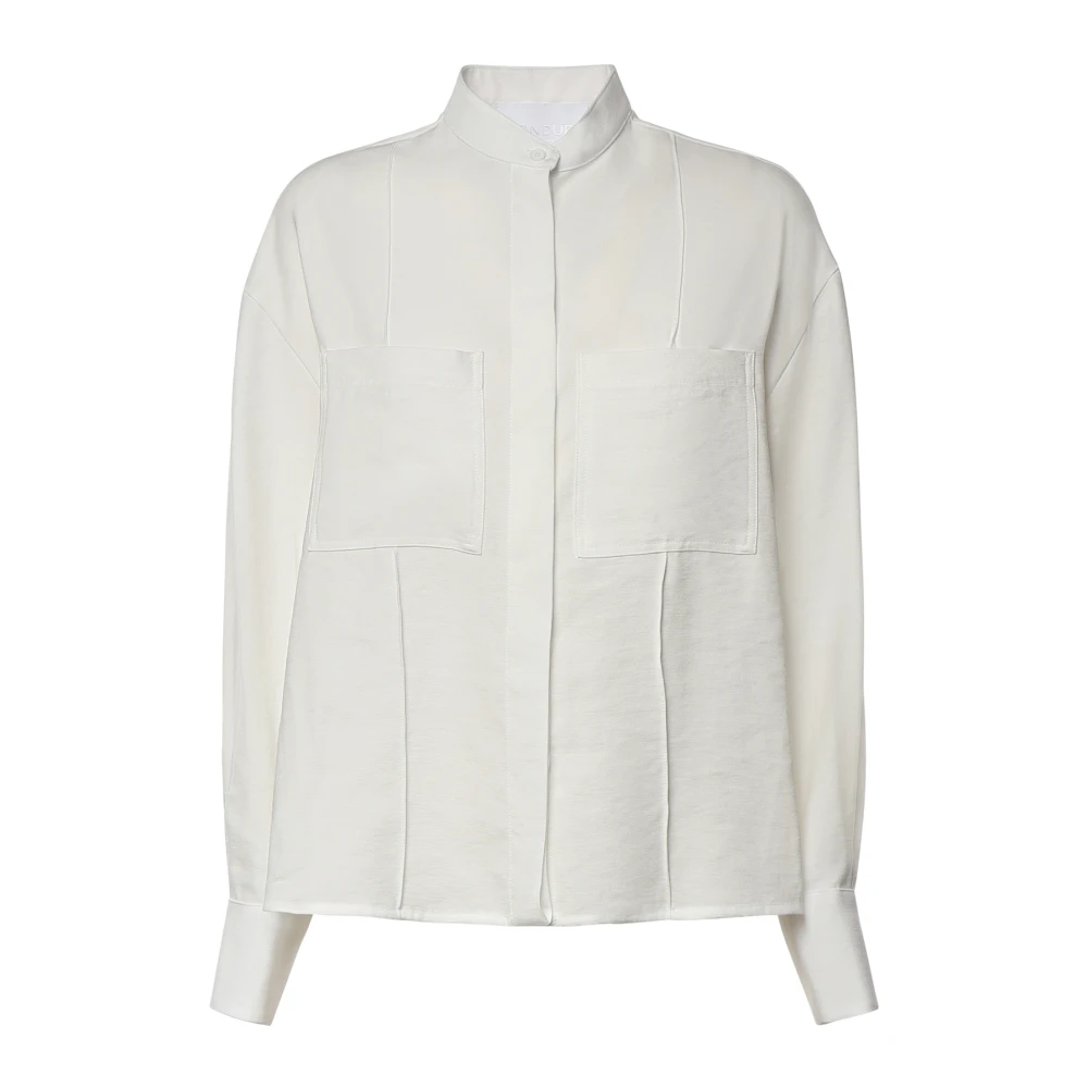 Dondup Women's White Shirts, Xs, Camicia Regular In Gabardina Di Viscosa