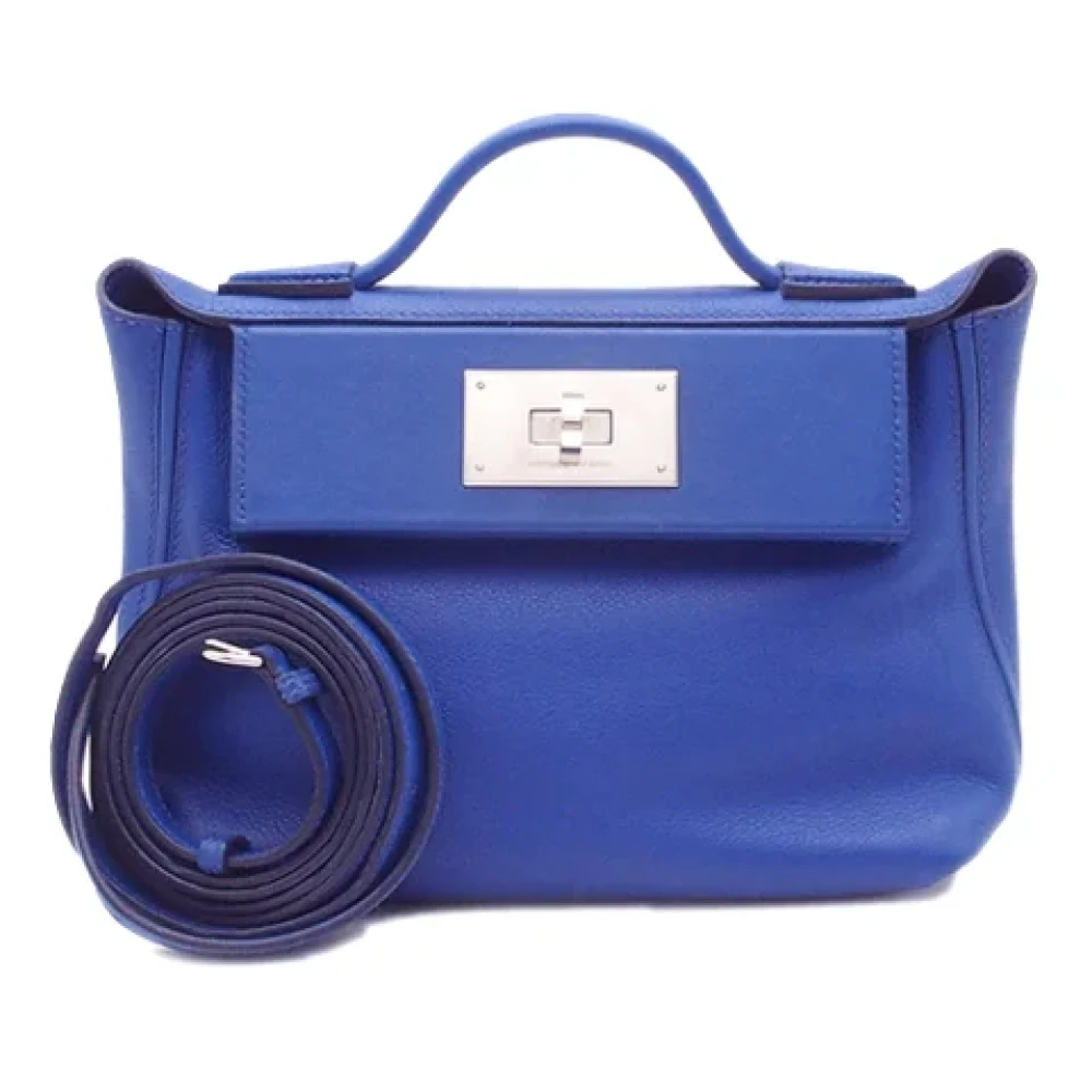 Hermès Vintage Pre-owned Leather handbags Blue Dames