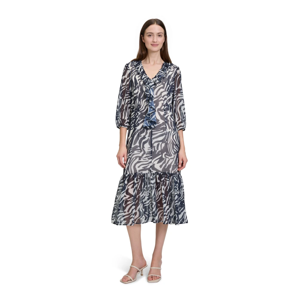 Betty & Co Wikkeljurk met V-hals Blue Dames
