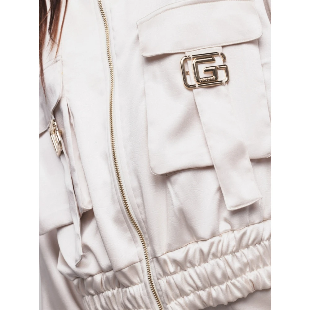 Gaëlle Paris Beige Satijnen Jas met Ritssluiting Beige Dames