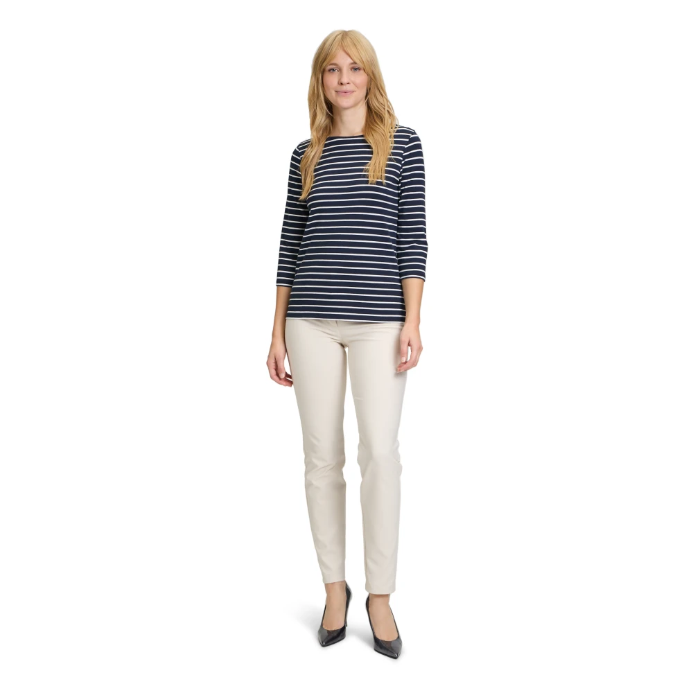 Betty Barclay Gestreept U-hals T-shirt White Dames