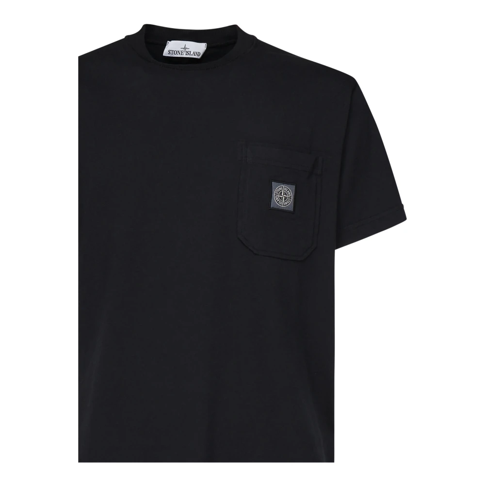 Stone Island Zwarte T-shirts en Polos met Zak Black Heren