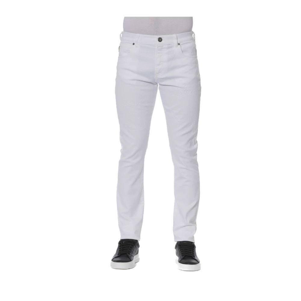 Trussardi Denim Jeans Knoop- en Ritssluiting White Heren