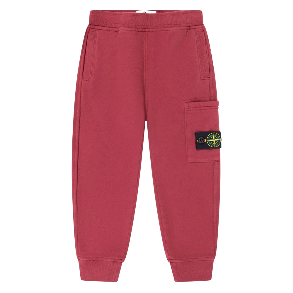 Stone Island Boys Brushed Cotton Fleece Joggers In Red - Unisex - Sweatpants - Red - 2 Y - Kids
