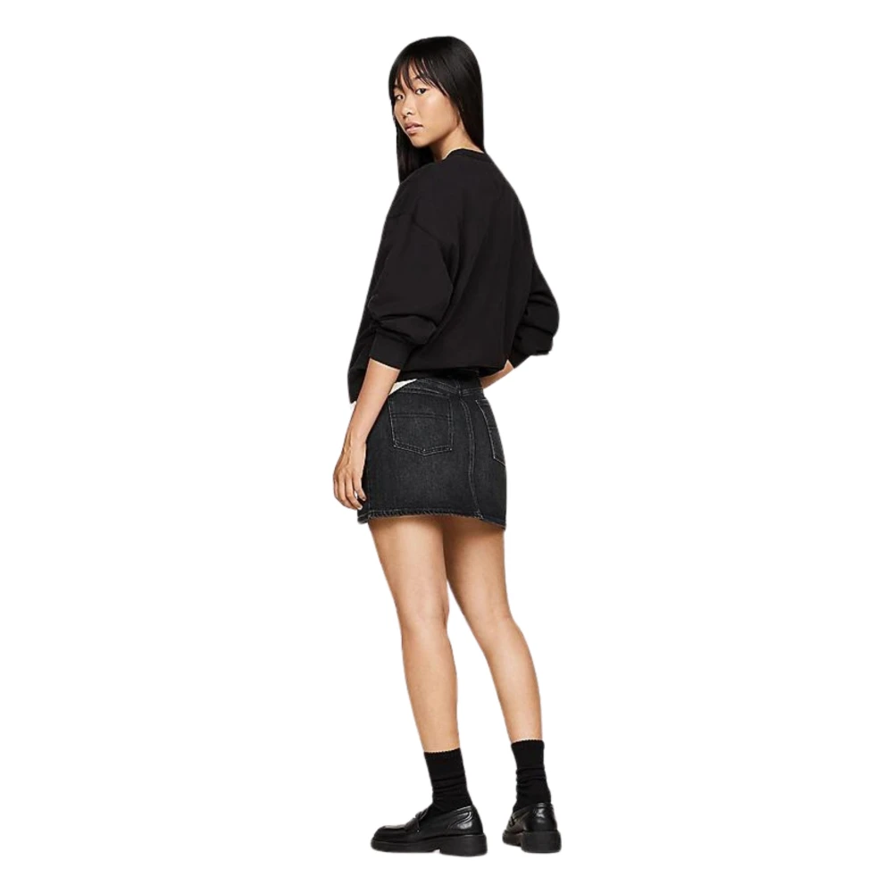 Tommy Hilfiger Zwarte Denim Minirok met Strass Details Black Dames
