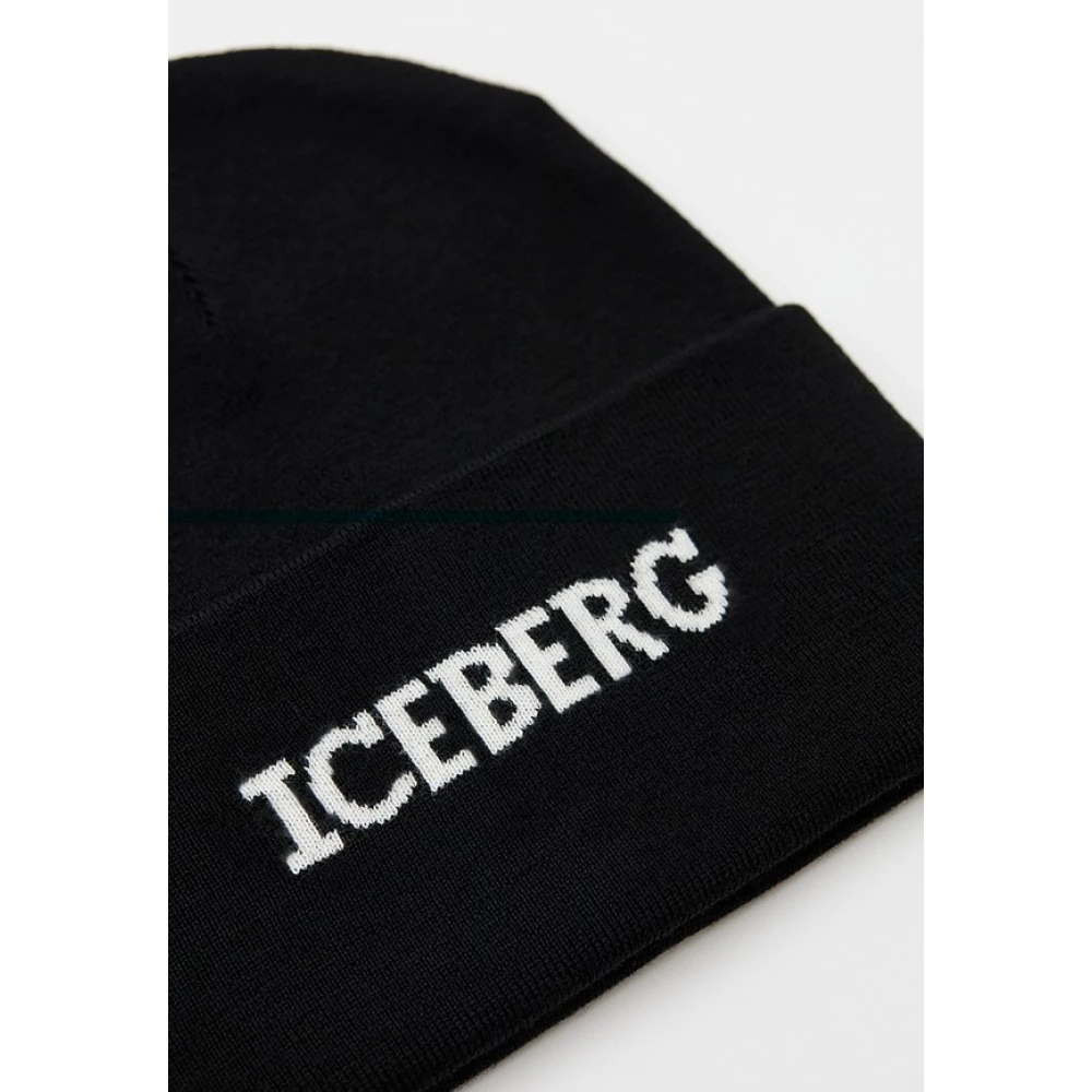 Iceberg Zwarte Wol Bonnet Hoed Black Heren