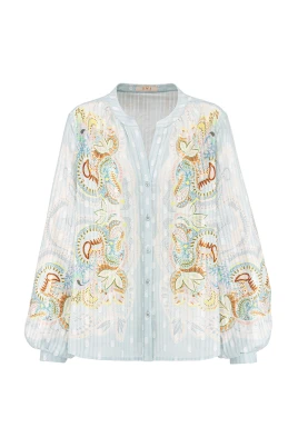 Blus med broderad spets