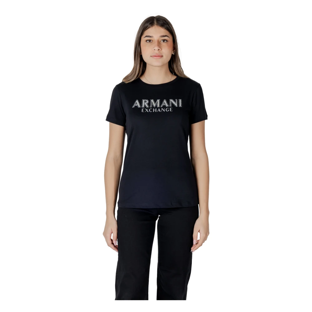 Armani Exchange Femme Noir Tops, Taille: 34 Fr T-Shirt Coupe Regular Avec Logo En Métal