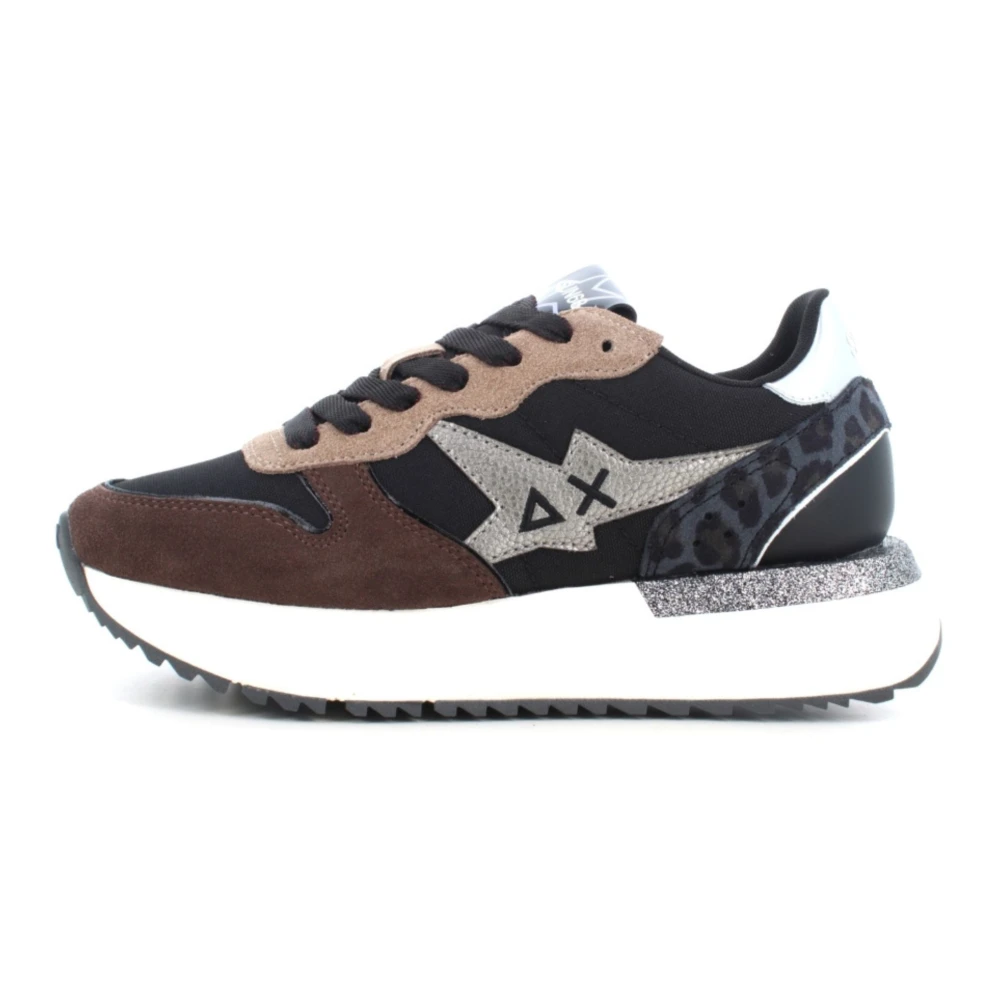 Sun68 Zwarte Sneakers Mix Materiaal Stargirl Dames Schoenen Veelkleurig Multicolor