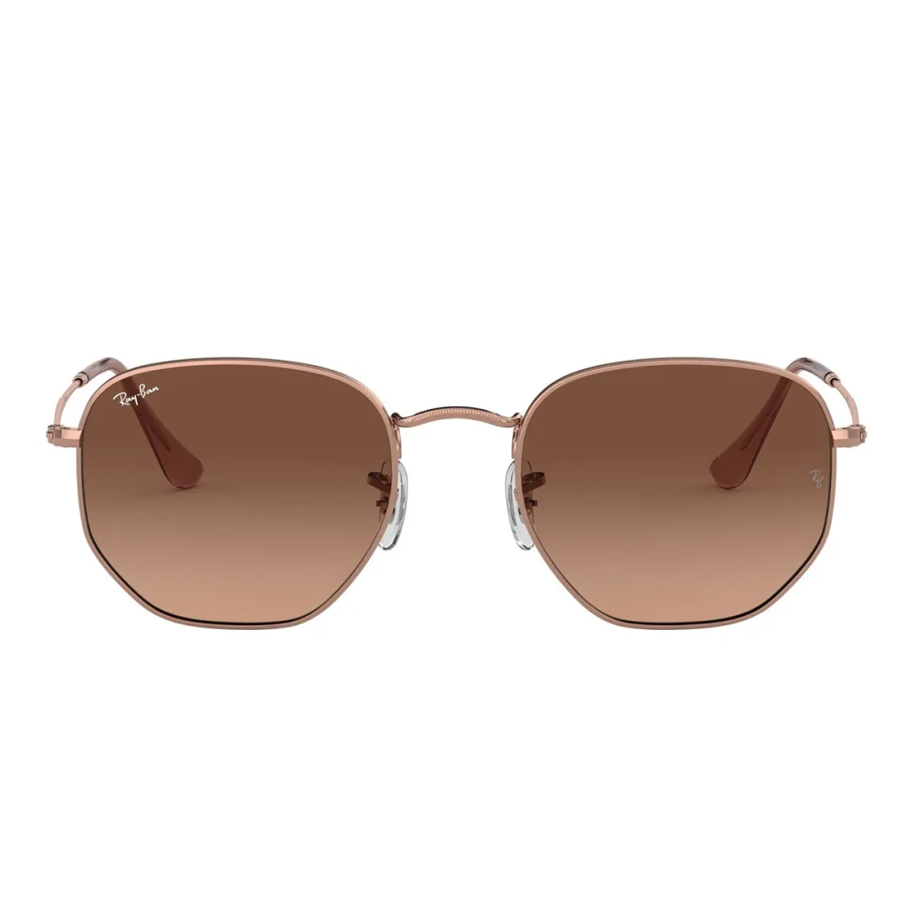 Ray-Ban Unisex Brown Hexagonal Sunglasses With Flat Lenses
