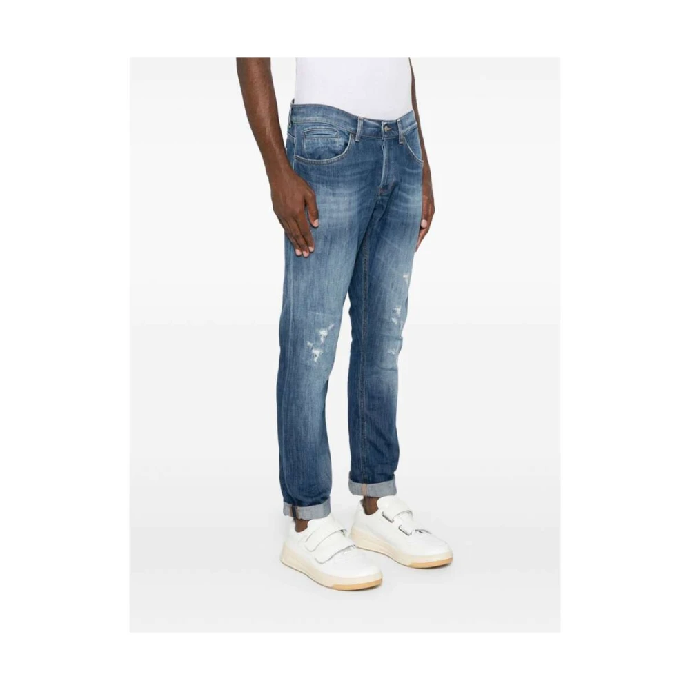 Dondup Blauwe Stonewashed Distressed Skinny Jeans Blue Heren