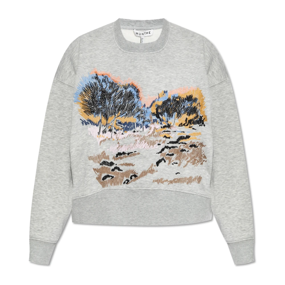 Munthe Sweatshirt met geborduurd patroon Gray Dames