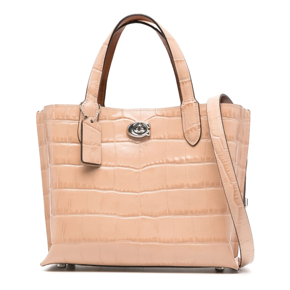 Pink Croc Embossed Elegant Tote Bag