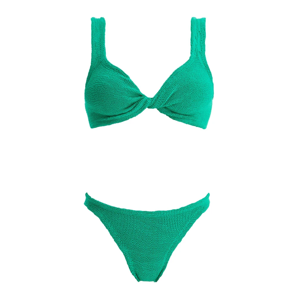 Hunza G Gerimpeld Bikini Set met Kruisdetail Green Dames