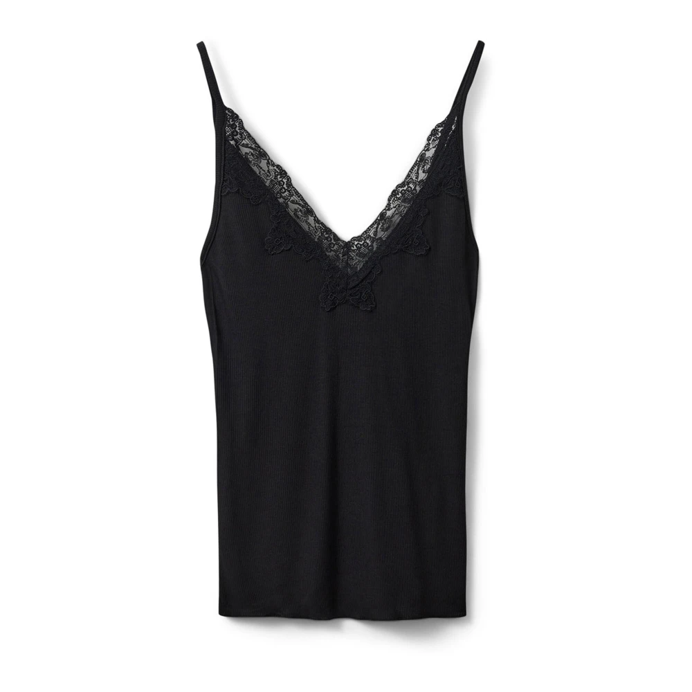 Sofie Schnoor Black Lace Detail Top 1000 - Female - Sleeveless Tops - Xs - Tops