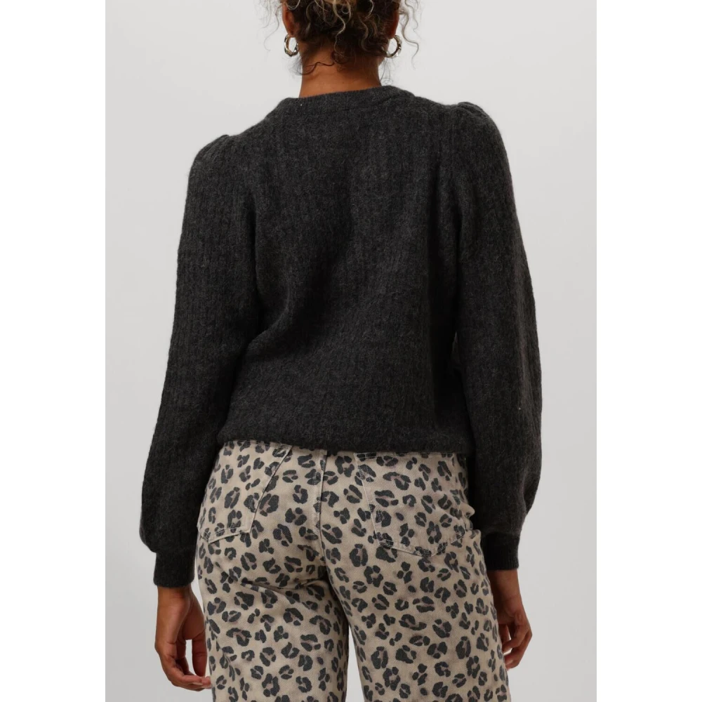 Selected Femme Grijze Gebreide O-hals Trui Gray Dames