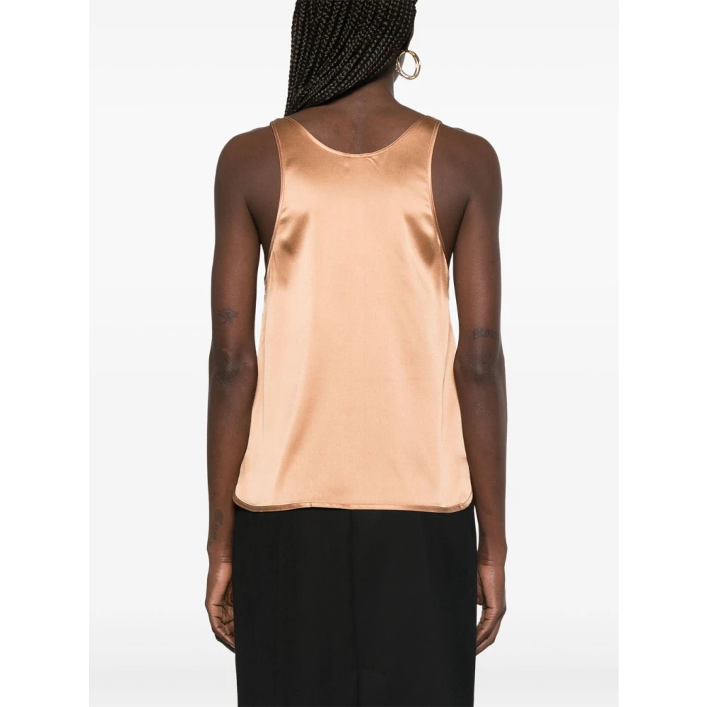 pinko Bruine Mouwloze Top met Scoop Neck Brown Dames