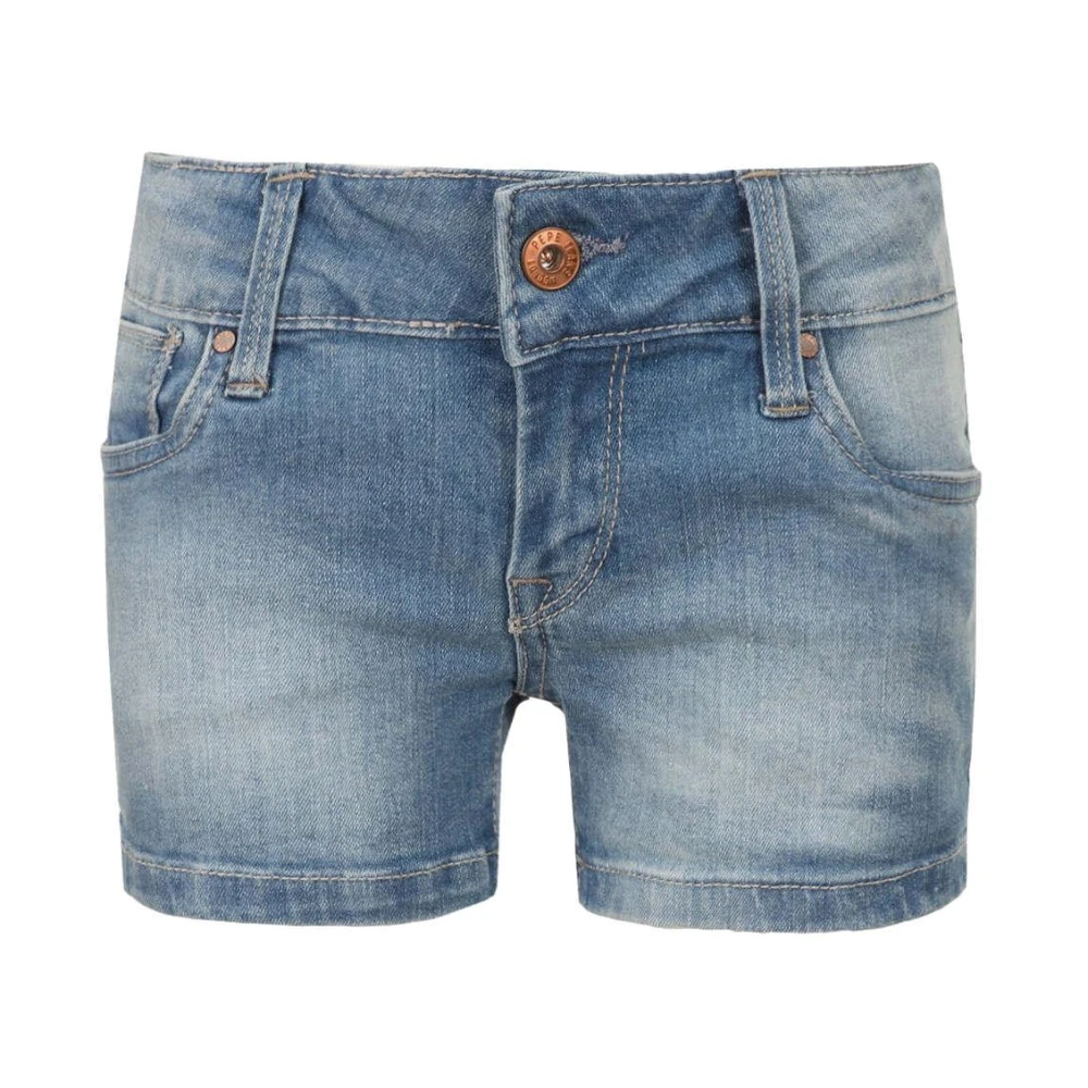 Pepe Jeans Girls Blue Shorts, 3 Y, Denim Shorts With Embroidered Pockets
