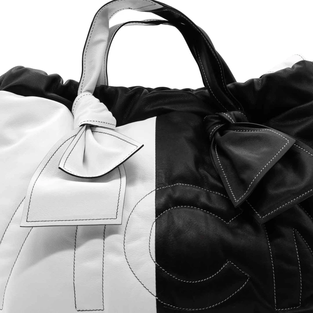 Vic Matié Tweekleurige Midi Shopper in Wit Zwart White Dames