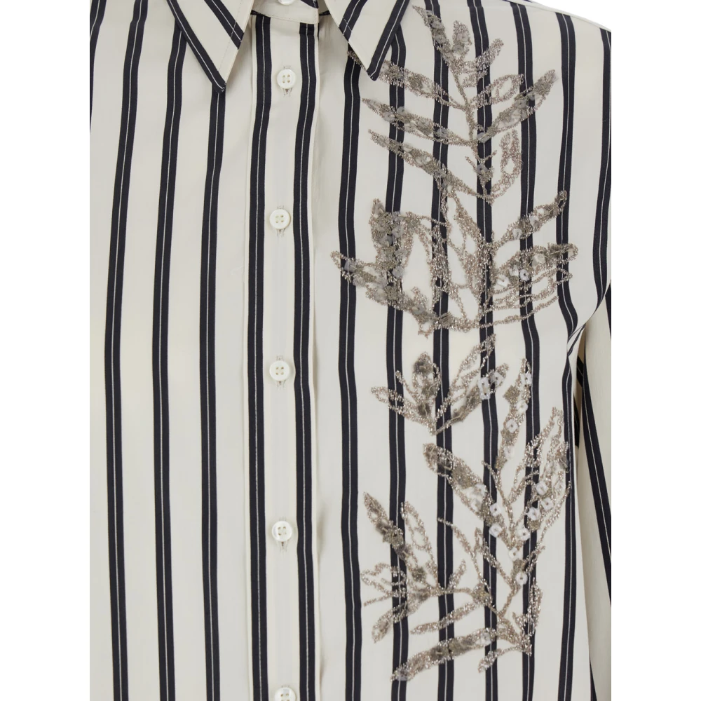 BRUNELLO CUCINELLI Witte Bloemen Overhemd White Dames