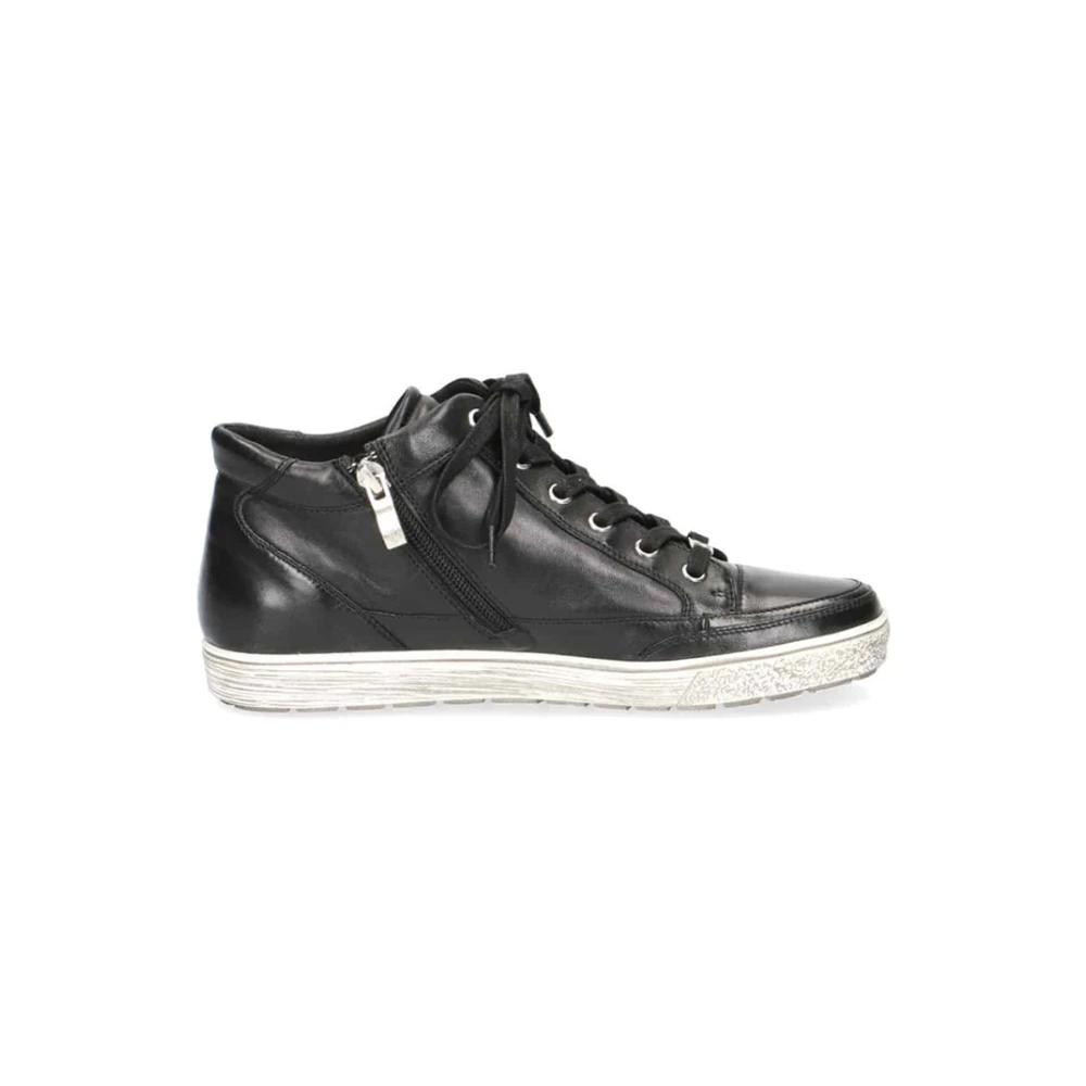 Caprice Zwarte leren enkel sneakerboot Dames Schoenen