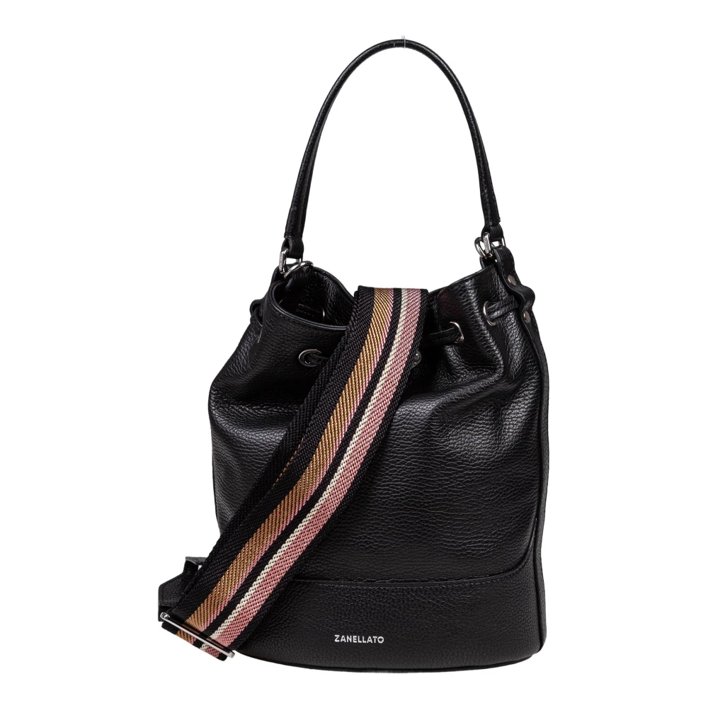 Zanellato Dagelijk Leren Schoudertas Zwart Black Dames