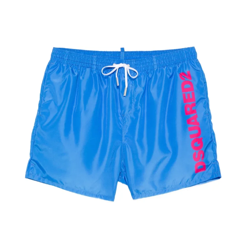 Dsquared2 Mannelijk Blauw Badmode Heren, S, Polyester, Logo Zwemshorts