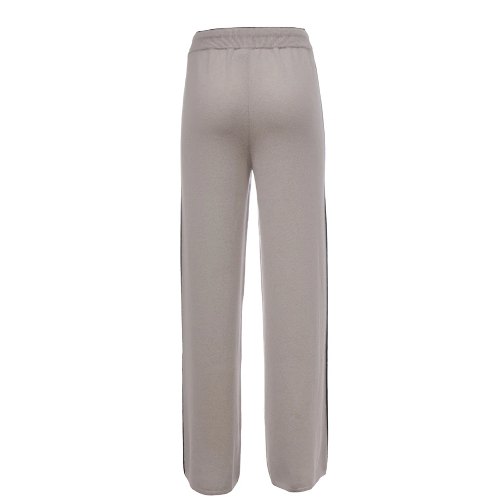 Le Tricot Perugia Cashmere broek met trekkoord in de taille Beige Dames
