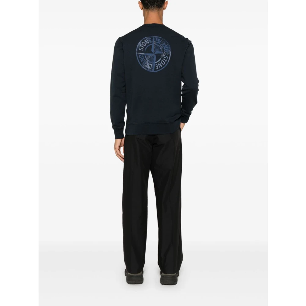 Stone Island Blauwe Sweatshirt voor Mannen Blue Heren