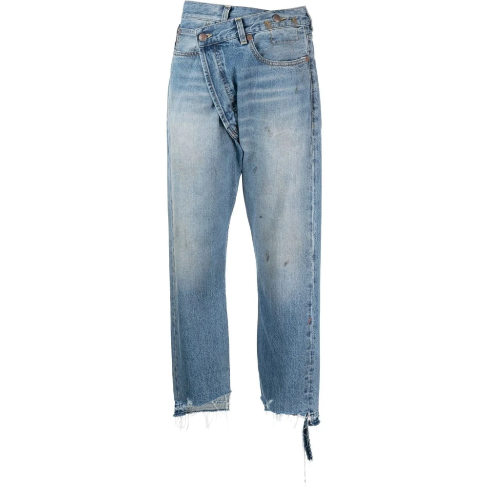 R13 Straight Jeans Cross Over Style Blue Dames