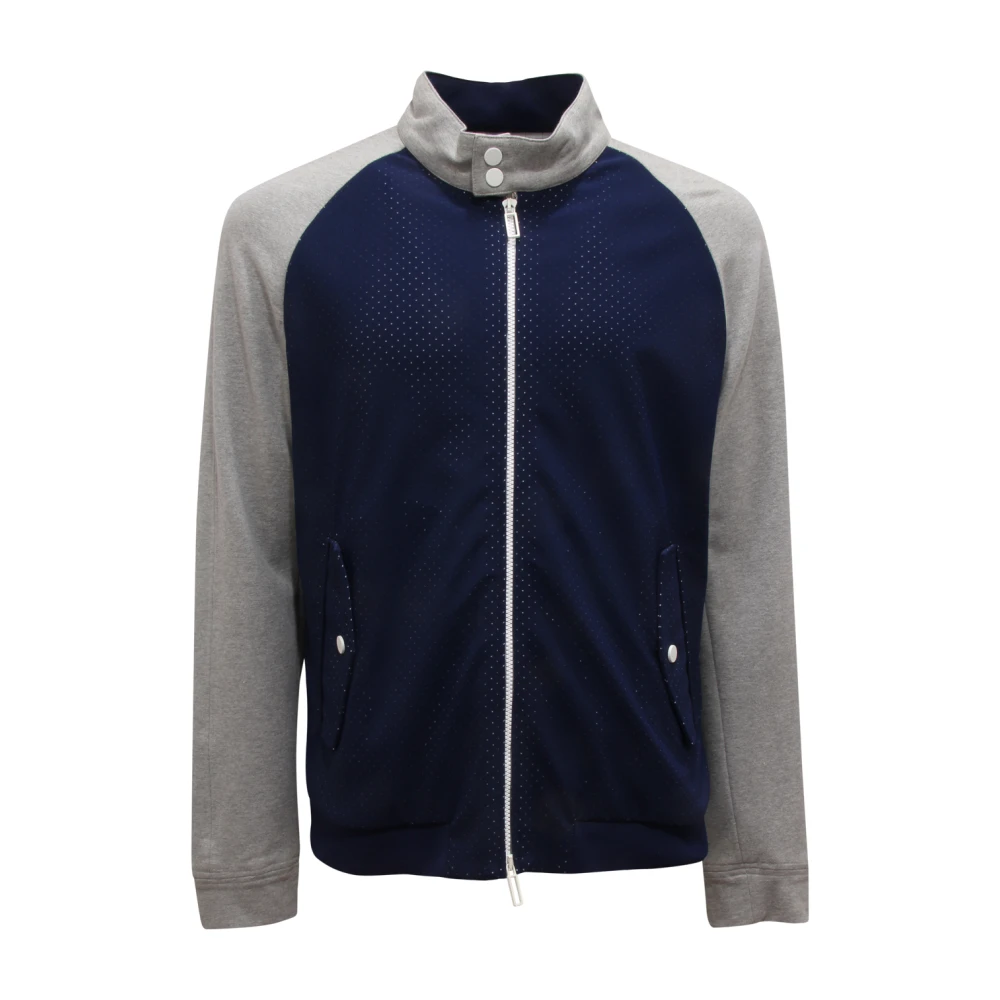 Paolo Pecora Men's Blue Pus14202f02 Jersey Bomber Jacket - Light Jackets - 2XL - Jackets