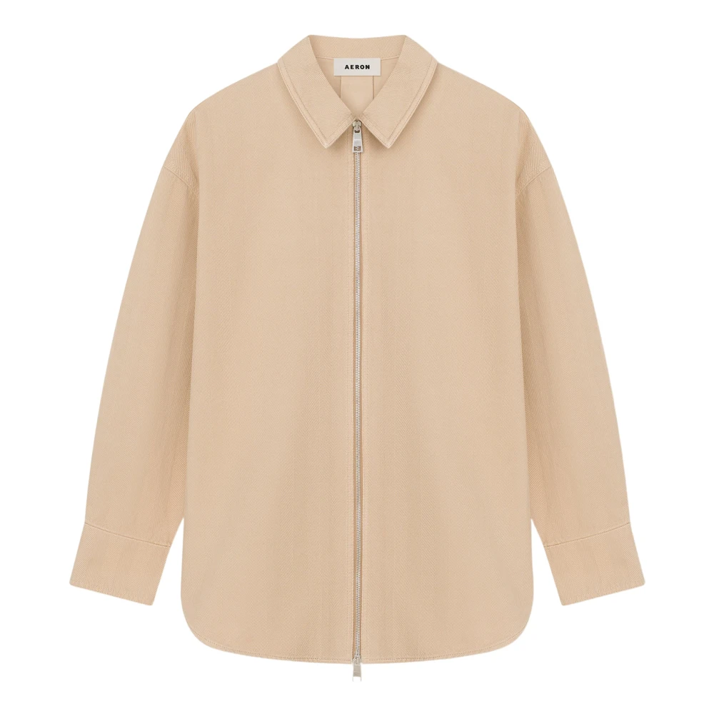 Aeron Denim Overshirt met Keramische Knopen Beige Dames