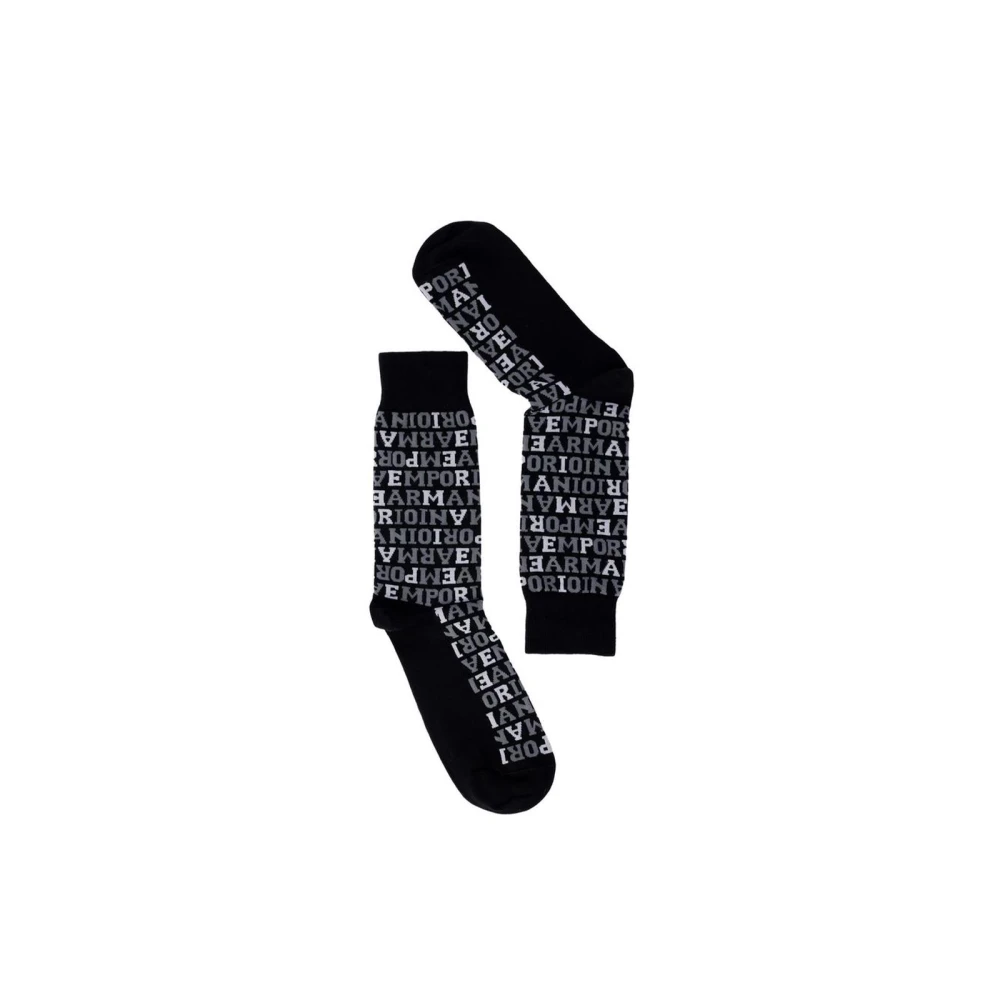 Emporio Armani Stijlvolle Zwarte Katoenen Sokken 2-Pack Black Heren