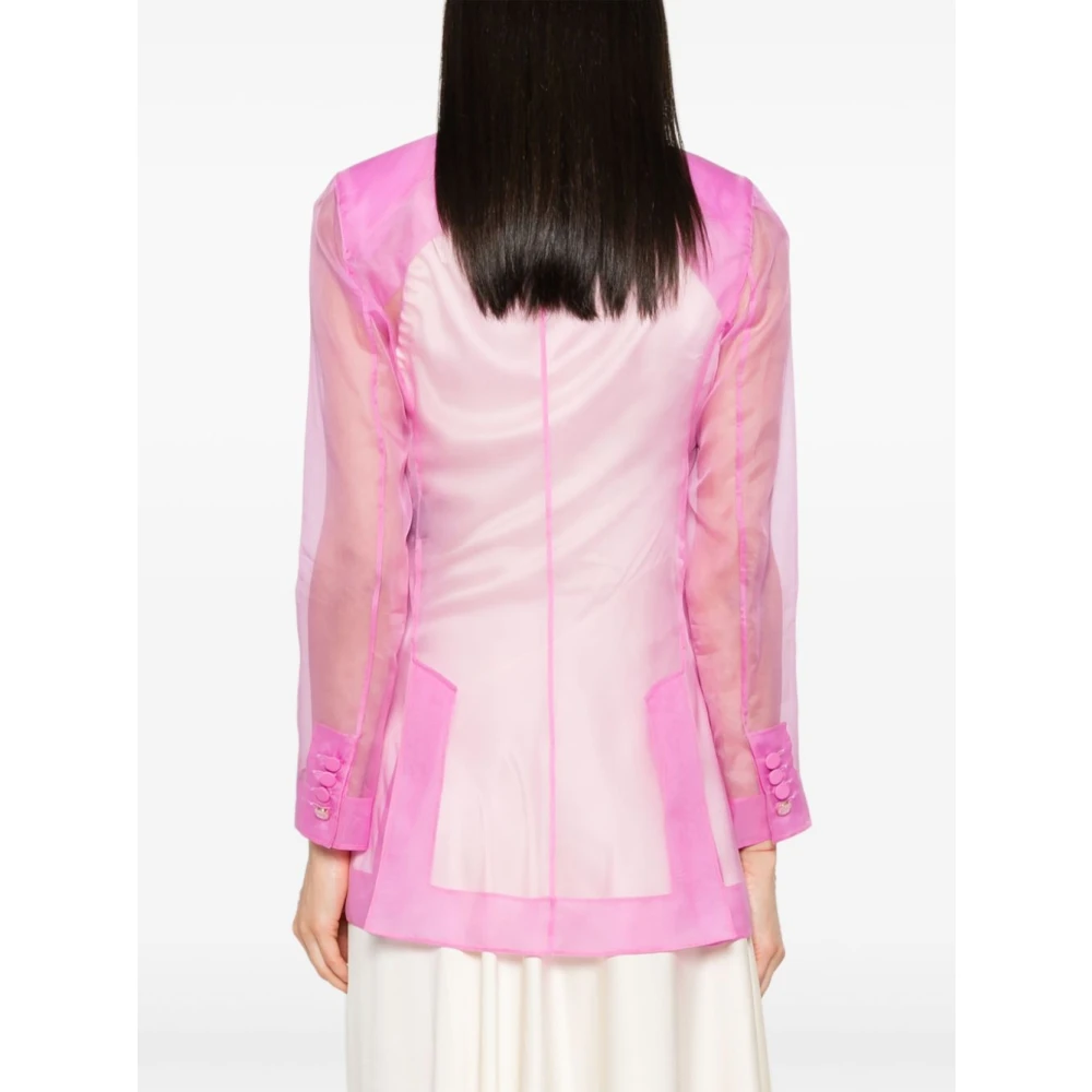 Max Mara Roze Zijden Organza Jas Pink Dames