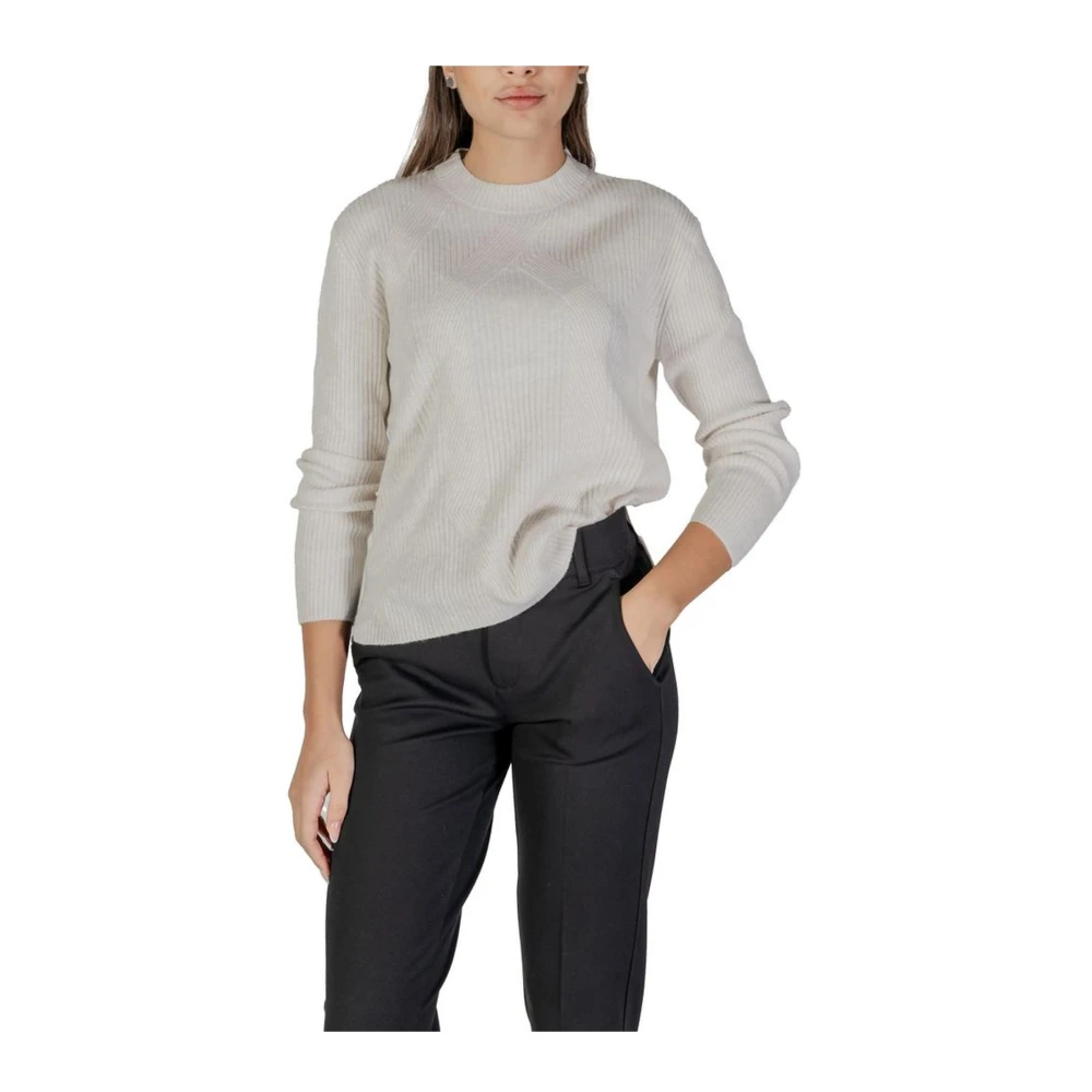Street One Roomgebreide Katoenmixtrui Beige Dames