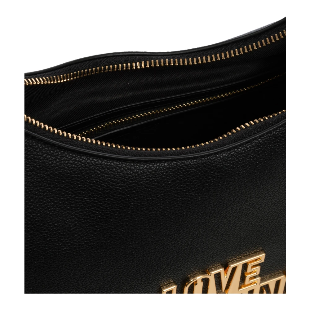 Love Moschino Stijlvolle Logo Hobo Tas met Rits Black Dames