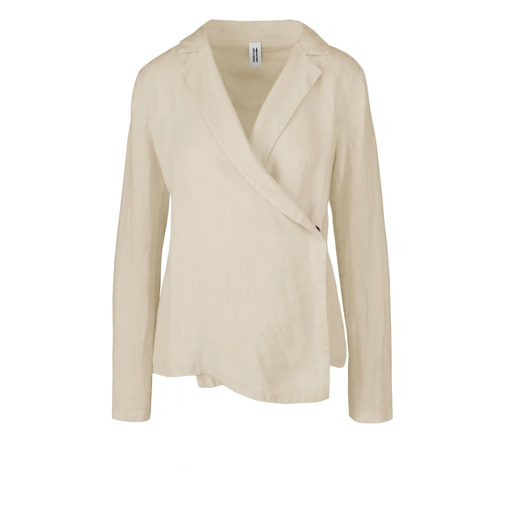 Bomboogie Femme Beige Vestes, Taille: 38 Fr Veste En Lin À Coupe Asymétrique