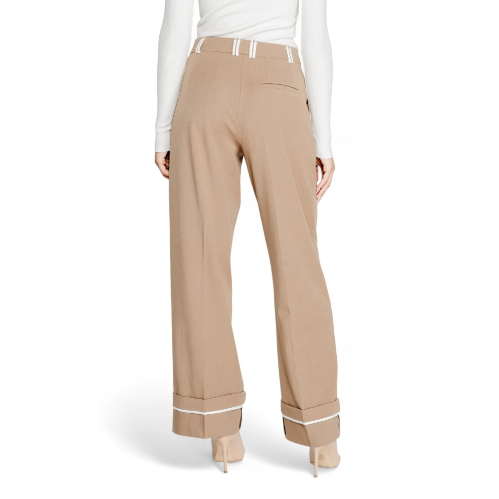 Only Bruine effen broek met ritssluiting Beige Dames