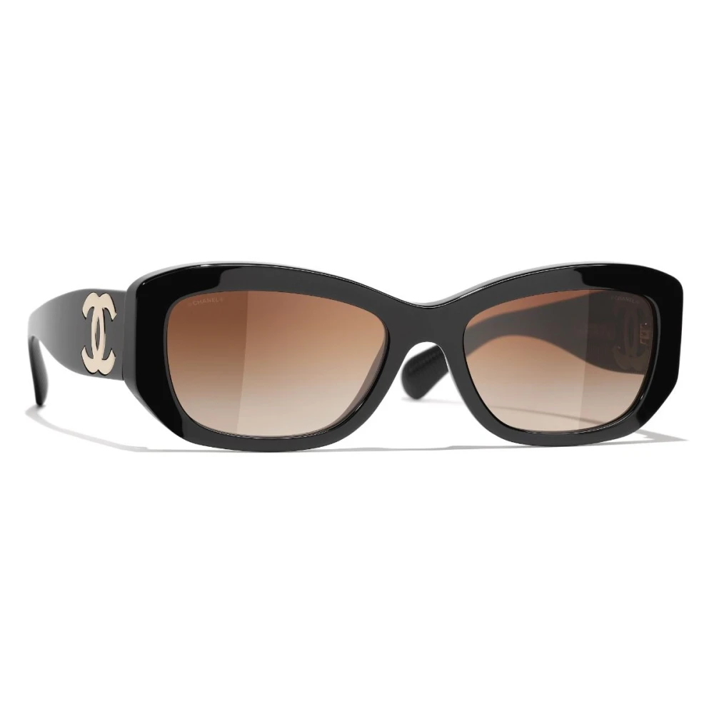 Chanel Women's Black Rectangle Sunglasses - Sunglasses - 55 Mm - Accessories