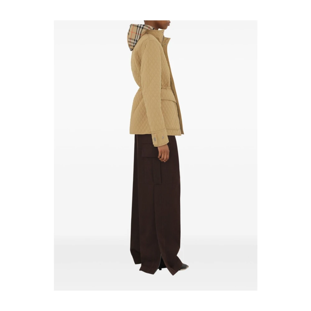 Burberry Vintage Check Gewatteerde Jas Beige Dames