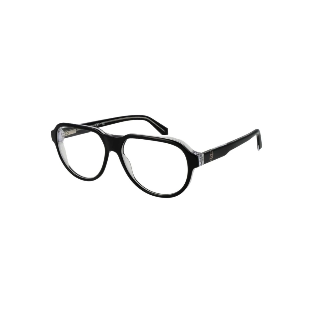 Guess Men's Black Glasses, One Size, Aviator Optical Frames With Demo Lenses